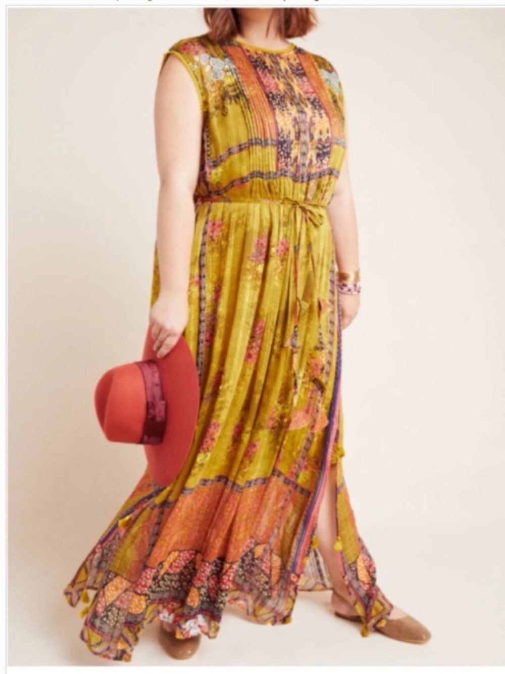 Anthropologie Bhanuni By Jyoti Green Crinkle Sheer Maxi Dress S XL-not on market